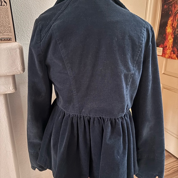 Anthropologie Idra Deep Navy Pea Coat Velveteen with Bold Buttons SZ 6- RARE-! - Picture 4 of 10